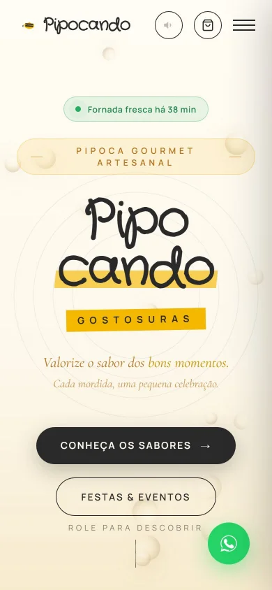 Site Pipocando Gostosuras no celular